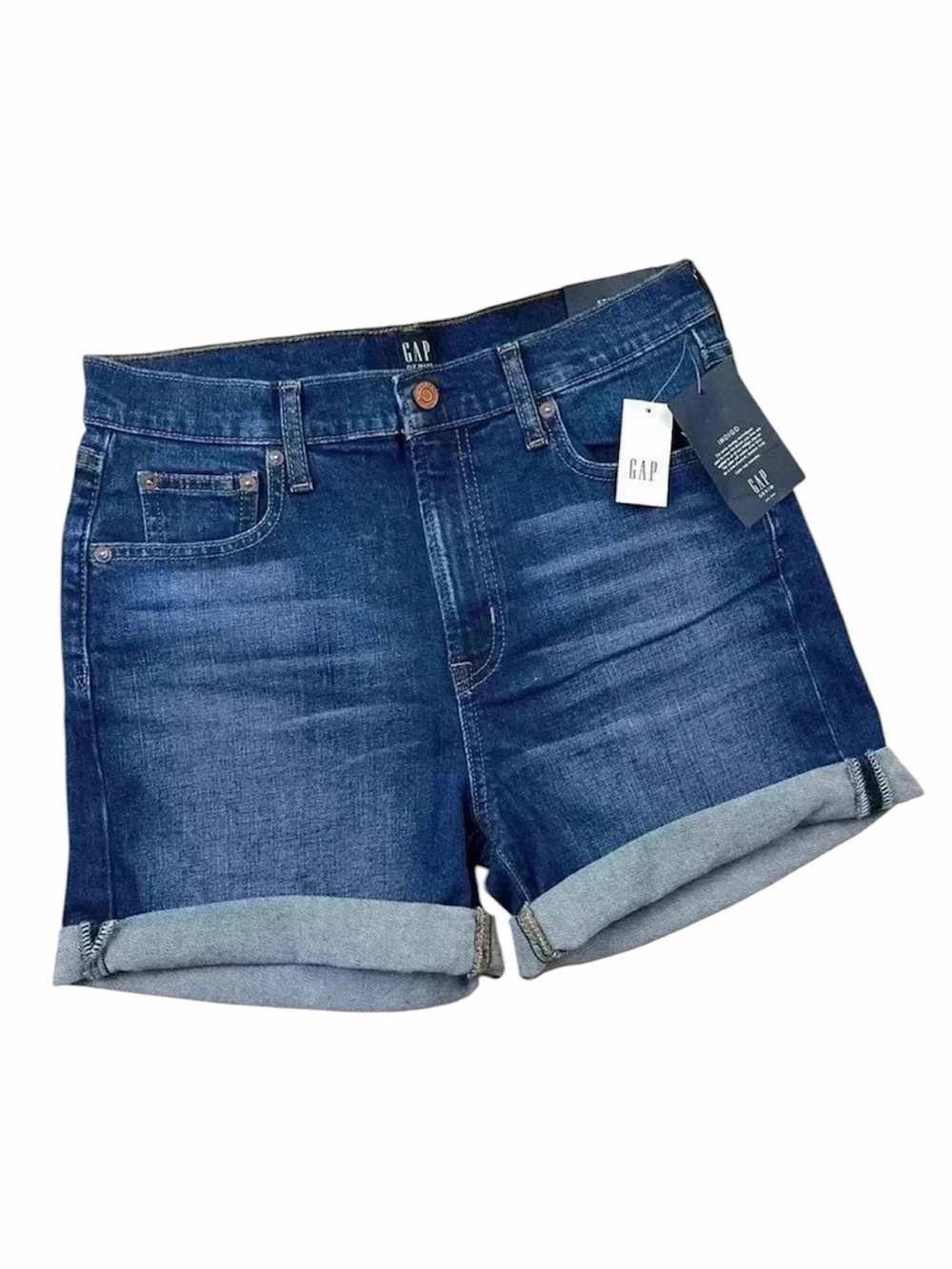 NWT Gap Indigo Highrise Med Stretch‎ 4” Cuffed Denim Jean Shorts Size 27